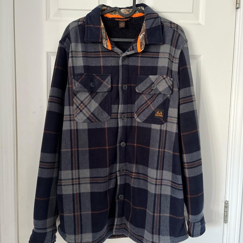 Realtree Men's Plaid Jacket - Blue and Gray